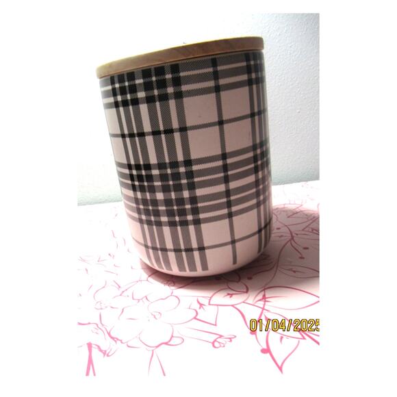 Ceramic Storage Container w/ Wood Lid - Picture 1 of 3